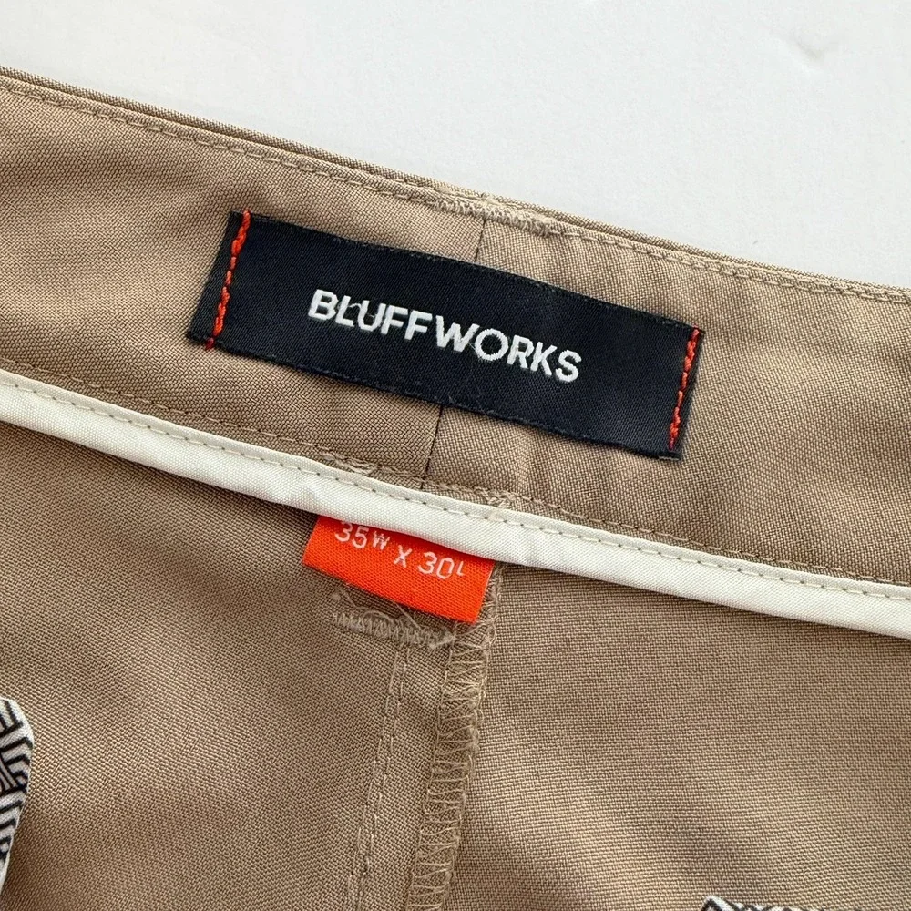 Bluffworks 35x30 Relaxed‎ Fit Mens Pants Chinos Tan Khaki Original Tech Travel